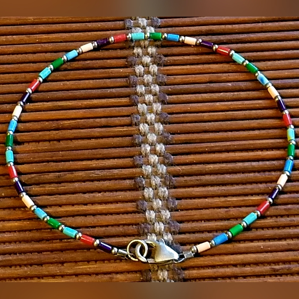 Rare Silpada Sterling Silver Colorful Bead Ankle Bracelet - Picture 6 of 11